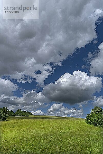 Landschaft mit Wolkenhimmel  Franken  Bayern  Deutschland  Europa