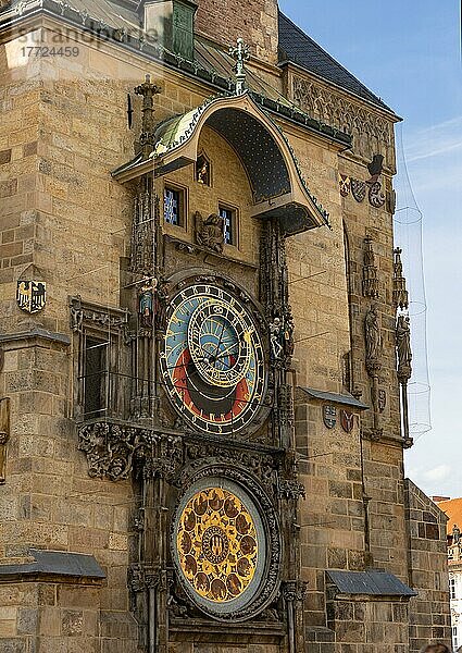 Astronomische Uhr am Altstädter Rathaus  auch Aposteluhr  Altstädter Ring  Prag  Tschechische Republik  Europa