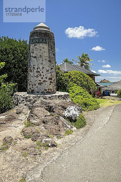 Lanikai Monument  Steinmarker  Kailua  Oahu  Hawaii  USA  Nordamerika