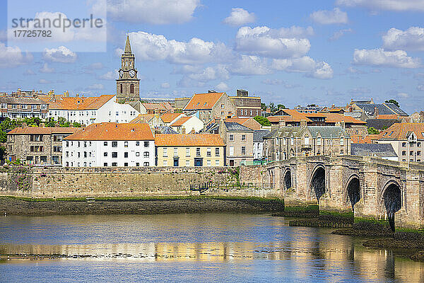 Die alte Brücke (Berwick Bridge)  Berwick upon Tweed (Berwick on Tweed)  Northumberland  England  Vereinigtes Königreich  Europa