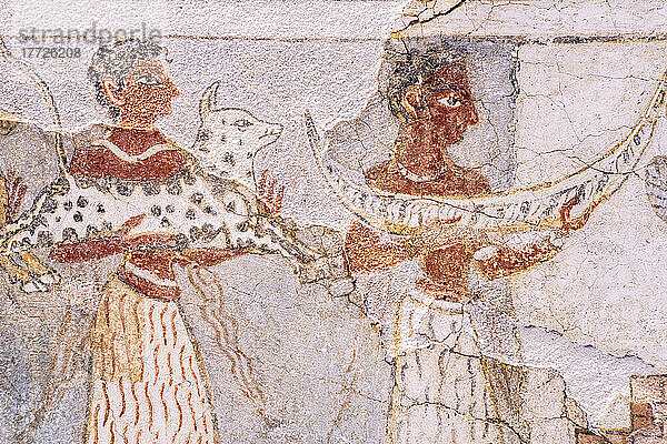 Details der Freskenmalereien  Archäologisches Museum Heraklion  Insel Kreta  griechische Inseln  Griechenland  Europa