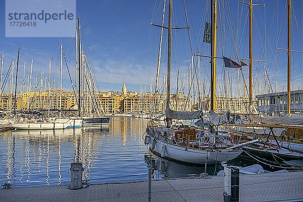 Alter Hafen  Marseille  Provence-Alpes-Cote d'Azur  Frankreich  Mittelmeer  Europa