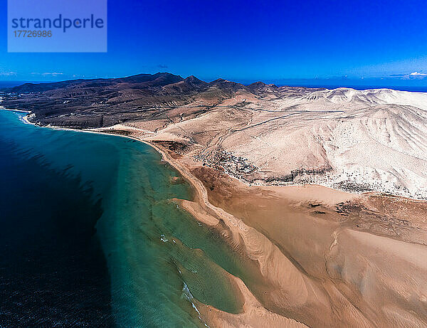 Luftaufnahme von Playa de Sotavento de Jandia  Fuerteventura  Kanarische Inseln  Spanien  Atlantik  Europa
