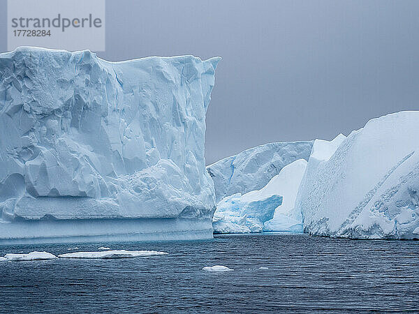 Ein riesiger Eisberg landete auf einem Riff in der Nähe des Eisbergfriedhofs  Petermann-Insel  Antarktis  Polarregionen