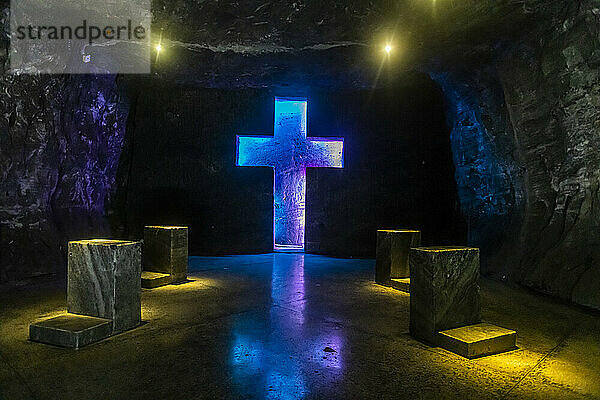 Christian cross  Salt cathedral of Zipaquira  Colombia  South America