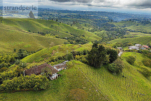 Luftaufnahme von Filandia  UNESCO-Weltkulturerbe  Kaffeekulturlandschaft  Quindio  Kolumbien  Südamerika