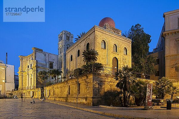 Kirche San Cataldo und Kirche Santa Maria del Admiral (La Matorana)  UNESCO-Weltkulturerbe  Palermo  Sizilien  Italien  Europa