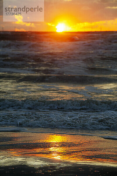 North Sea beach at sunset