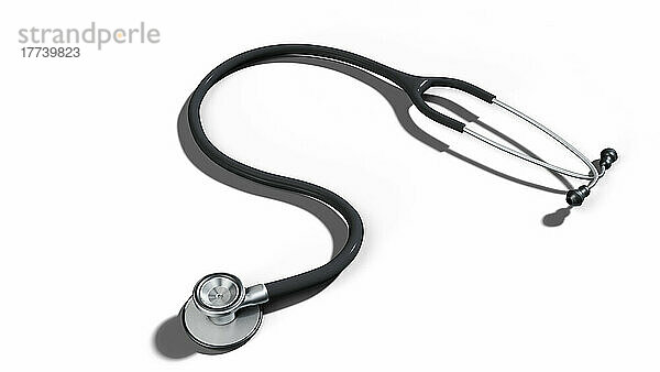 Illustration eines akustische Stethoskops bestehend aus Ohrbügel  Schlauch und Bruststück (Kopf) zur Auskultation z.B. von Herz  Lunge und zur Blutdruckmessung.