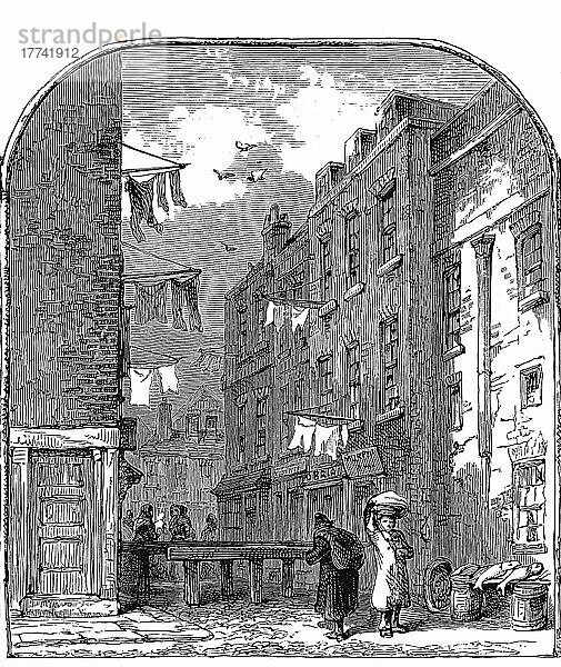 Das St. Giles Viertel in London  West End  im Jahre 1865  England  digital restaurierte Reproduktion einer Originalvorlage aus dem 19. Jahrhundert  genaues Originaldatum nicht bekannt