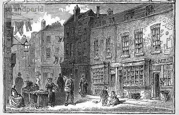 Das St. Giles Viertel in London  West End  im Jahre 1865  England  digital restaurierte Reproduktion einer Originalvorlage aus dem 19. Jahrhundert  genaues Originaldatum nicht bekannt