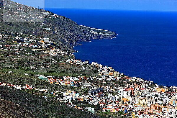 Santa Cruz de La Palma  Blick vom Mirador Glorieta de la Concepcion auf die Stadt  La Palma  Kanarische Insel  Spanien  Europa