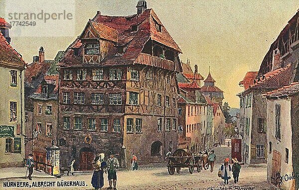Dürerhaus in Nürnberg  Mittelfranken  Bayern  Deutschland  Ansicht von ca 1910  digitale Reproduktion einer gemeinfreien Postkarte  Europa