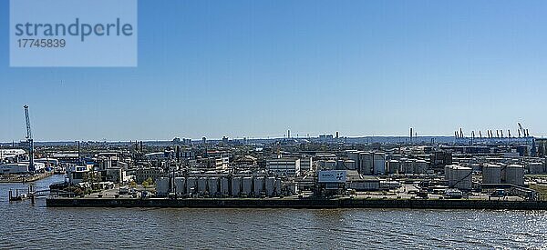 Ausblick von der Elbphilharmonie auf den Industriehafen  Hamburg  Deutschland  Europa