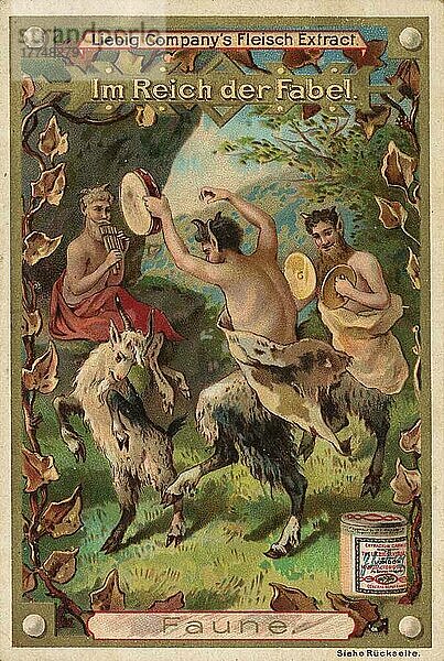 Serie Im Reich der Fabel  Faune  digital verbesserte Reproduktion eines Sammelbildes von ca 1900