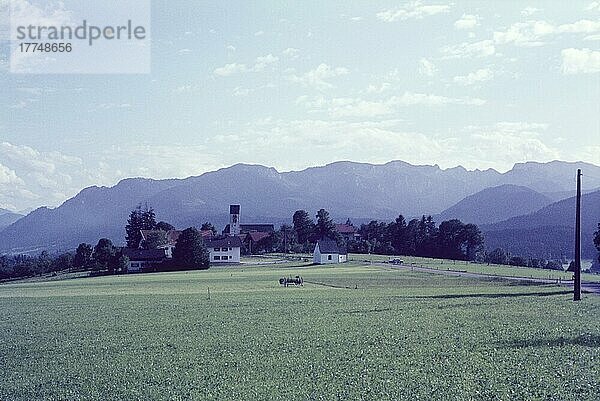 Wackersberg bei Bad Tölz  Brauneck  Benediktenwand  historisch  Sechziger Jahre  Bad Tölz  Isarwinkel  Bayern  Deutschland  Dorf  dörflich  Wiesen  unverbaut  original  Landschaft  Voralpen  Europa