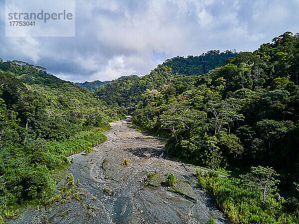 Drohnenaufnahme eines Flusses im Regenwald des Nationalpark Corcovado  Osa Peninsula  Costa Rica  Zentralamerika |Drone shot of a river in rainforest of Corcovado National Park  Osa Peninsula  Costa Rica  Central America|