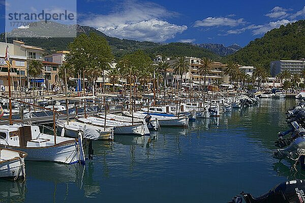 Soller  Marina  Hafen  Mallorca  Mallorca  Balearen  Mittelmeer  Spanien  Europa