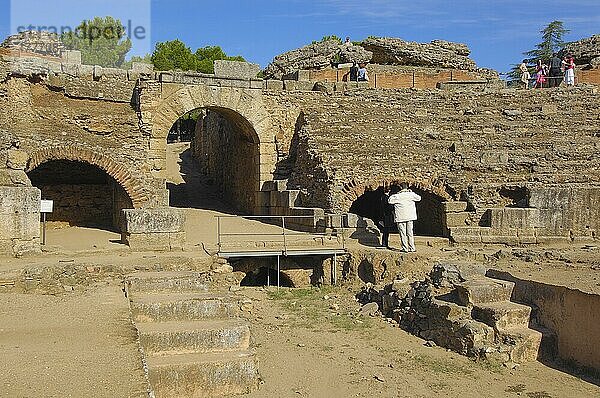 Römisches Amphitheater  Merida  UNESCO-Weltkulturerbe  Provinz Badajoz  Extremadura  Ruta de la Plata  Spanien  Europa