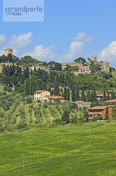 Montichiello  Pienza  Toskana-Landschaft  Val d'Orcia  Orcia-Tal  UNESCO-Weltkulturerbe  Provinz Siena  Toskana  Italien  Europa