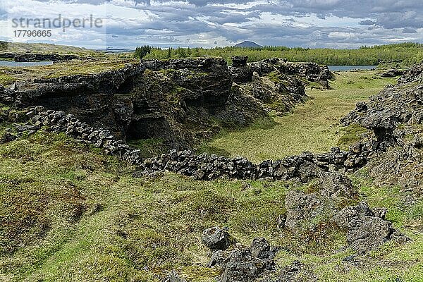 Lavaformationen  Nähe Myvatn  Nordisland  Island  Europa