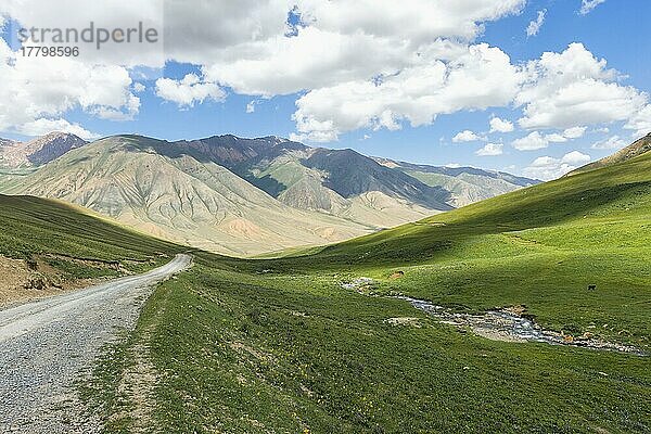 Straße zum Song-Kol-See  Provinz Naryn  Kirgisistan  Zentralasien
