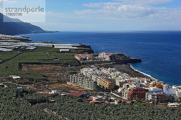 Blick auf den Ort Puerto Naos  La Palma  Kanarische Insel  Spanien  Europa