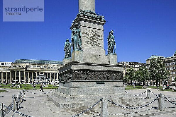 Basis der Jubiläumssäule auf dem Schlossplatz  hinten Königsbau  Landeshauptstadt Stuttgart  Baden-Württemberg  Deutschland  Europa