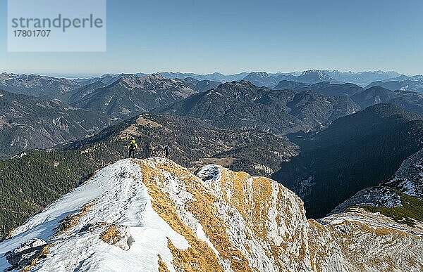 Bergsteiger auf dem Wanderweg zum Guffert  Brandenberger Alpen  Tirol  Österreich  Europa