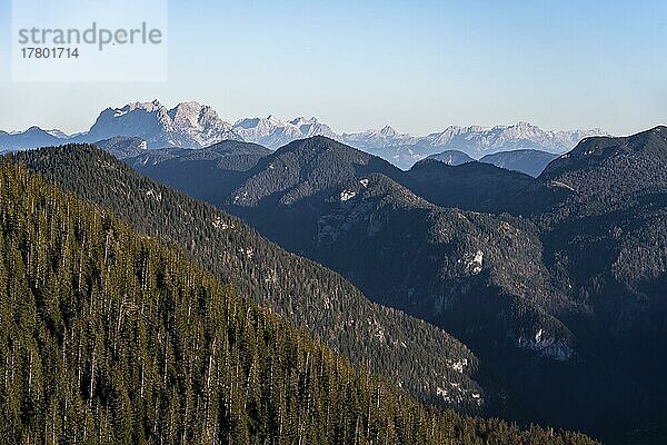 Schneebedeckte Alpen und Berge  Ausblick auf Berge vom Gipfel des Guffert  Brandenberger Alpen  Tirol  Österreich  Europa