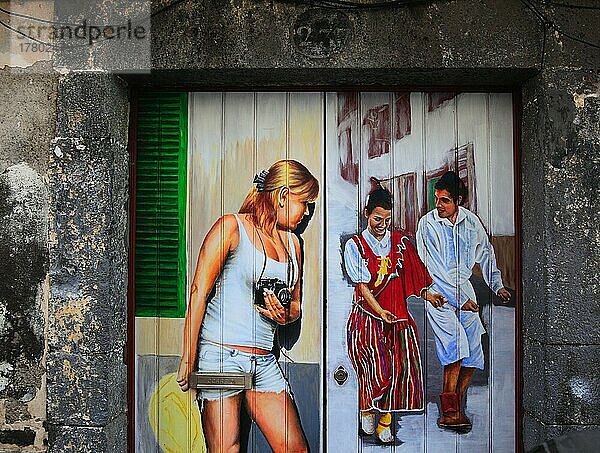 Funchal  bunte  bemalte Tueren in der Altstadt  The art of open doors in the street of Santa Maria  Madeira