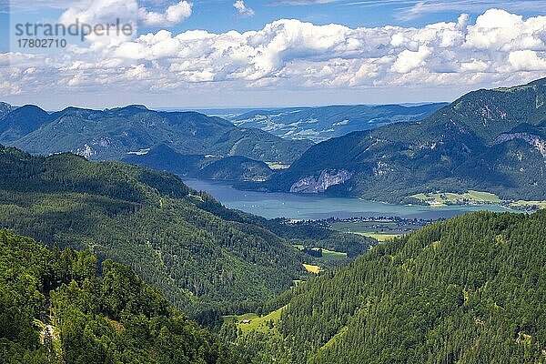 Wolfgangsee  fotografiert von der Postalm im Salzkammergut  Panoramafoto  Salzburg-Umgebung  Österreich  Europa