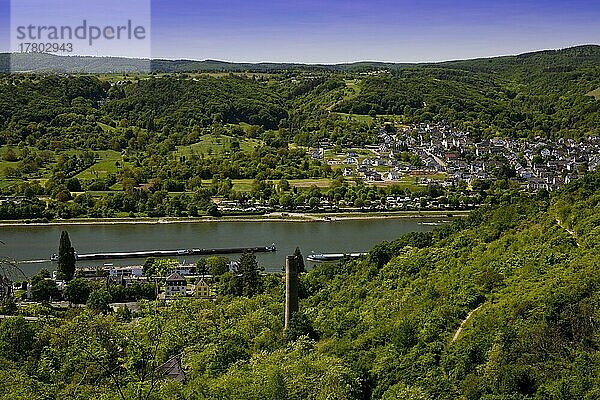 Ausblick auf das Rheintal mit Braubach und Brey  UNESCO-Welterbe Oberes Mittelrheintal  Rheinland-Pfalz  Deutschland  Europa