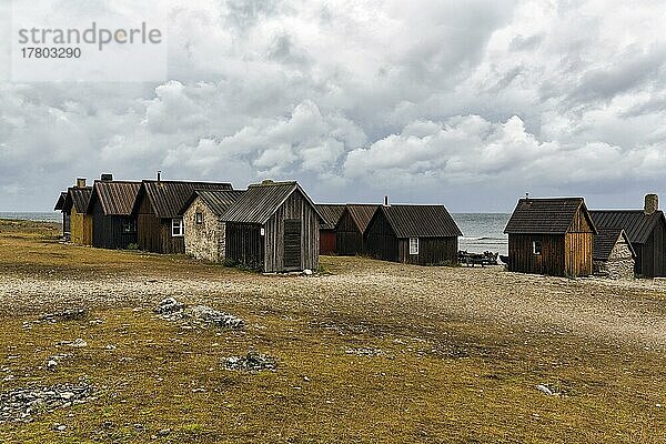 Alte Fischerhütten  traditionelle Fischerstelle  Fischerdorf  Helgumannen Fiskeläge  Insel Fårö  Farö  Gotland  Ostsee  Schweden  Europa