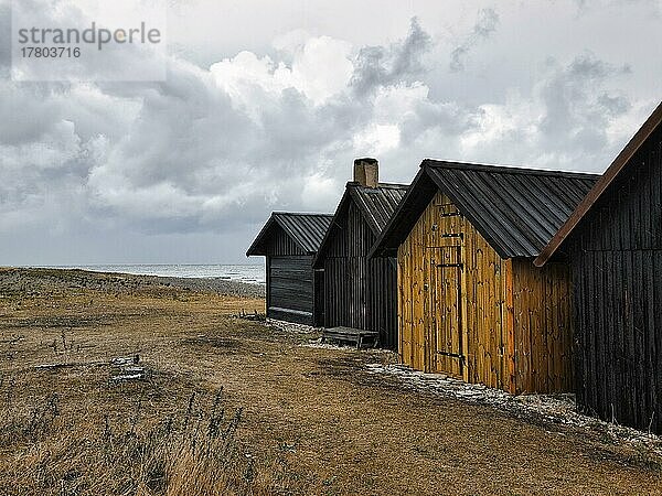 Alte Fischerhütten  traditionelle Fischerstelle  Fischerdorf  Helgumannen Fiskeläge  Insel Fårö  Farö  Gotland  Ostsee  Schweden  Europa