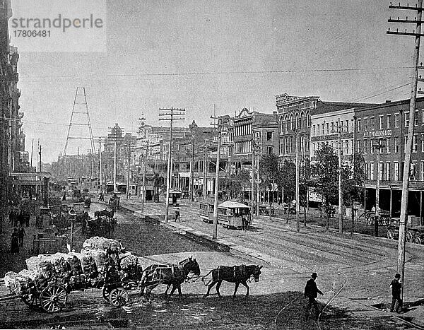 Straßenszene in der Canal Street in New Orleans  Bundesstaat Lousiana  ca 1880  Amerika  Historisch  digital restaurierte Reproduktion einer Fotovorlage aus dem 19. Jahrhundert