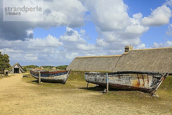 Ehemaliges Dorf Meneham mit reetgedeckten Häusern  heute Freiluftmuseum  Menez Ham  Kerlouan  Departement Finistère Penn ar Bed  Region Bretagne Breizh  Frankreich  Europa