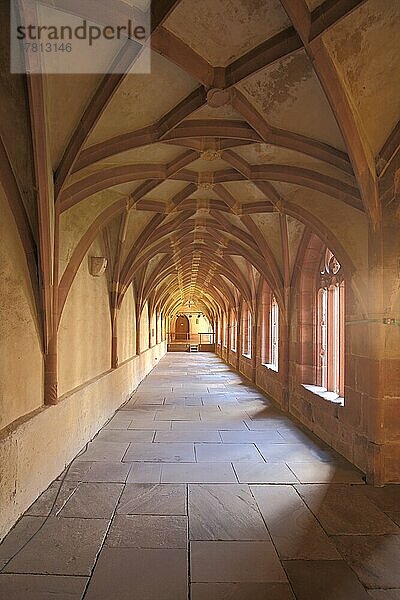 Kreuzgang mit gotischem Rippengewölbe im Kloster Alpirsbach  Nordschwarzwald  Schwarzwald  Baden-Württemberg  Deutschland  Europa