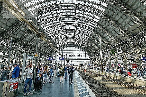 Reisende  Bahnsteig  Hauptbahnhof  Frankfurt am Main  Hessen  Deutschland  Europa
