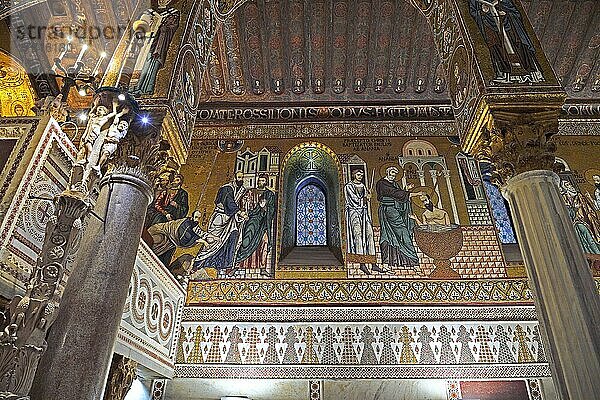 Cappella Palatina  Detailaufnahme  Palazzo dei Normannni auch Palazzo Reale  Palermo  Sizilien  Italien  Europa