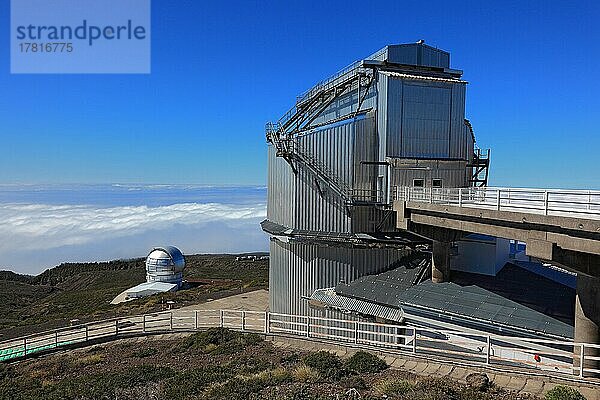 Roque-de-los-Muchachos-Observatorium in der Caldera de Taburiente  Astrophysisches Observatorium La Palma  Telescopio Nacional Galileo (TNG)  La Palma  Kanarische Insel  Spanien  Europa