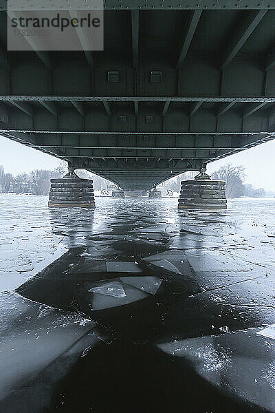 Deutschland  Brandenburg  Potsdam  Eis schwimmt unter der Glienicker Brücke