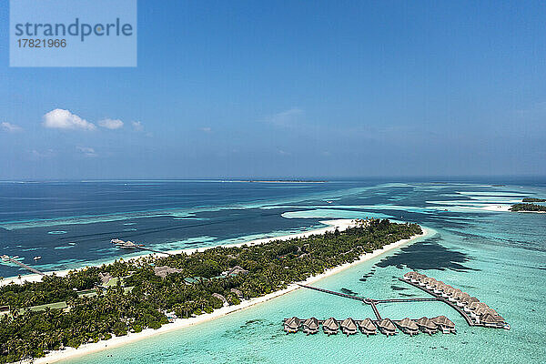 Maldives  Lhaviyani Atoll  Helicopter view of Kanuhura island resort