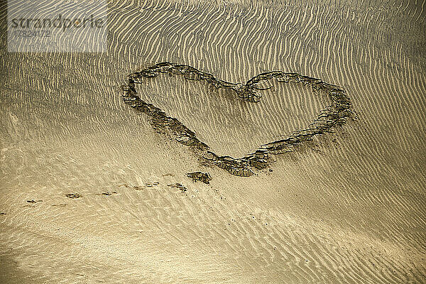 Spain Gran Canaria  Heart shape made in sand of Maspalomas Dunes
