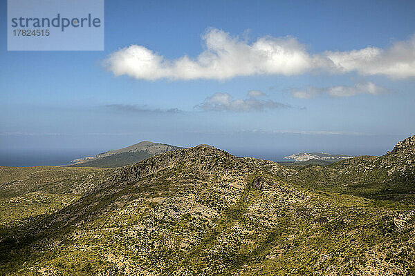 Spain  Balearic Islands  Cala Mesquida  Hills of Mallorca island
