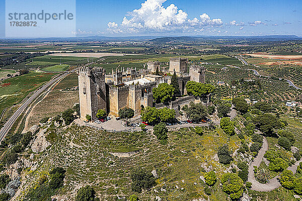 Luftaufnahme der Burg von Almodovar del Rio  Andalusien  Spanien  Europa