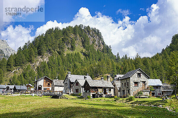 Das kleine Dorf Crampiolo  Alpe Devero  Domodossola  Piemont  Italien  Europa