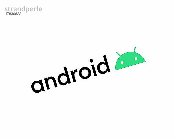 Android operating system  gedrehtes Logo  Weißer Hintergrund