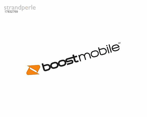 Boost Mobile  gedrehtes Logo  Weißer Hintergrund