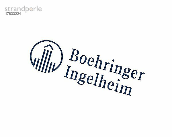 Böhringer Ingelheim  gedrehtes Logo  Weißer Hintergrund B